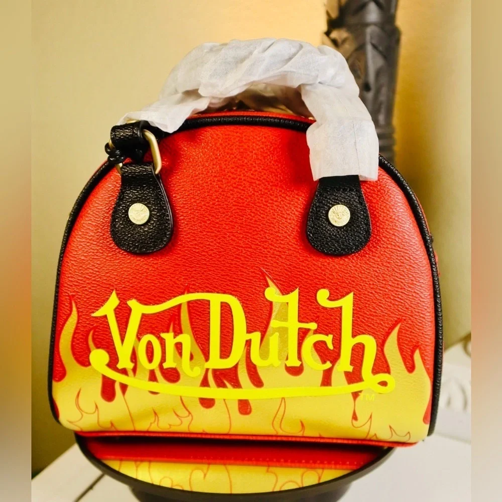 HOSTPICK”Von Dutch NIB City Of Angels Red Yellow Small Bowling Crossbody Handbag
